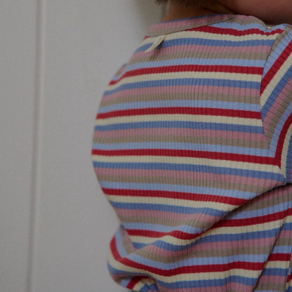 Kids F25 Ribbed Multicolor Stripe Long Sleeve Top and Pants Set (1-5y) - Red Stripe - AT NOON STORE