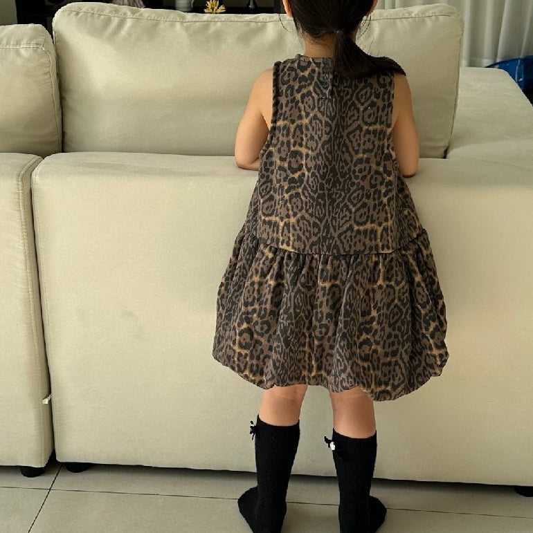 Toddler Leopard Sleeveless Balloon Dress (2-7y) - Leopard