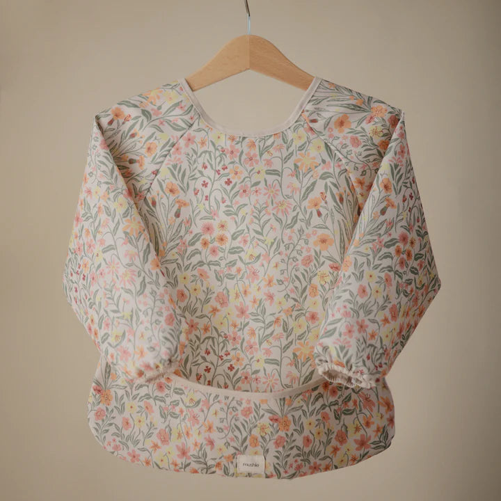 Mushie Long Sleeve Bib - Pastel Blooms