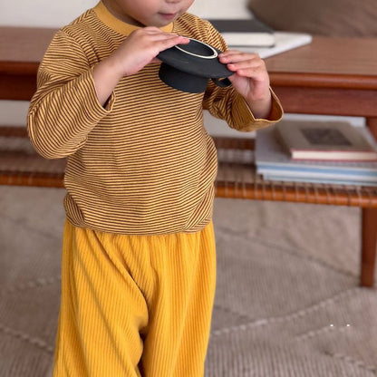 Kids W26 Cozy Stripe Long Sleeve Top (18m-10y) - 2 Colors