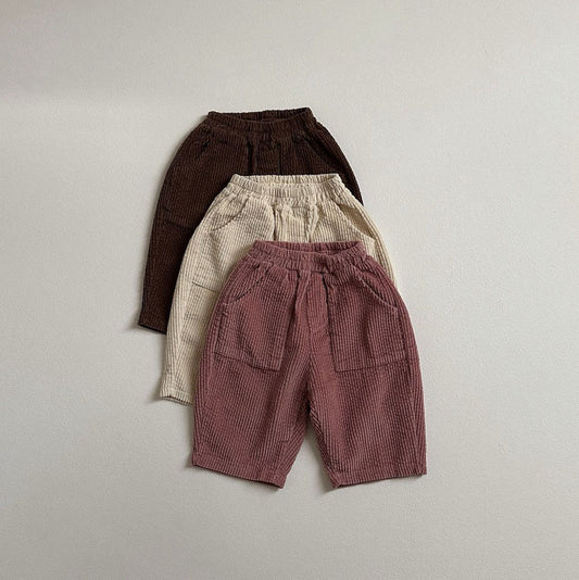 Toddler W24 Corduroy Patch Pocket Pull on Pants (10m-4y) - 3 Colors