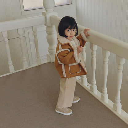 Kids W25 Faux Suede Shearling Reversible Jacket (1-6y) - Camel