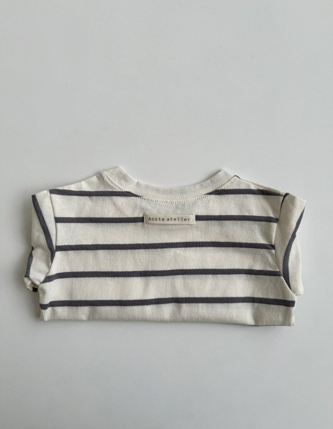 Kids Long Sleeve Stripe Top (3m-5y) - Charcoal - AT NOON STORE