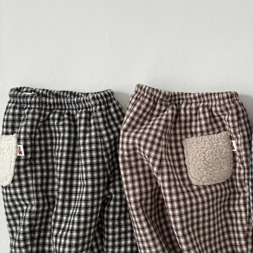 Toddler Land W25 Sherpa Pocket Plaid Pull-On Pants (1-6y) - 2 Colors