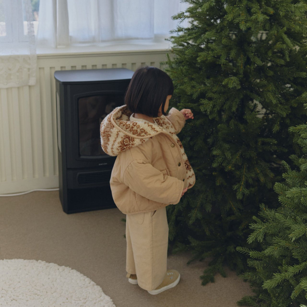 Kids W25 Sherpa Lined Reversible Hooded Jacket with Hood(1-6y) - 2 Colors