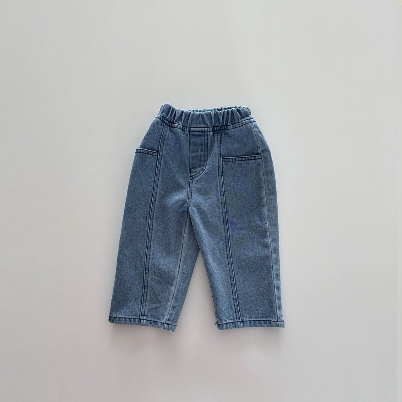 Toddler S25 Stitch Detail Denim Pull On Pants (12m-10y) - Denim - AT NOON STORE