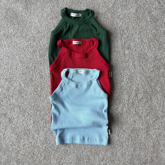 Toddler SS25 Ribbed Halter Neck Sleeveless Top (1-7y) - 3 Colors