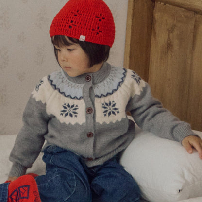Kids F26 Snowflake Knit Cardigan (3-9y) - Gray