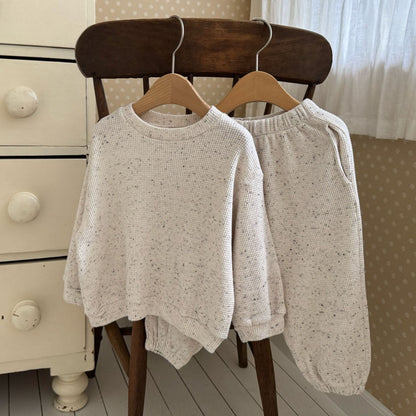 Kids F25 Waffle Confetti Long Sleeve Sweatshirt and Jogger Pants Set (1-7y) - Ivory - AT NOON STORE
