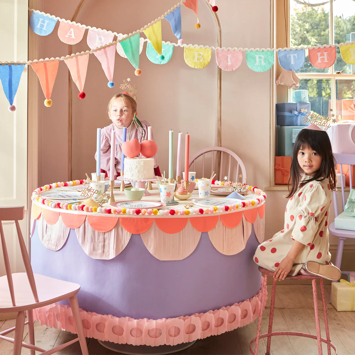 MeriMeri Pastel Pompom Flag Garland