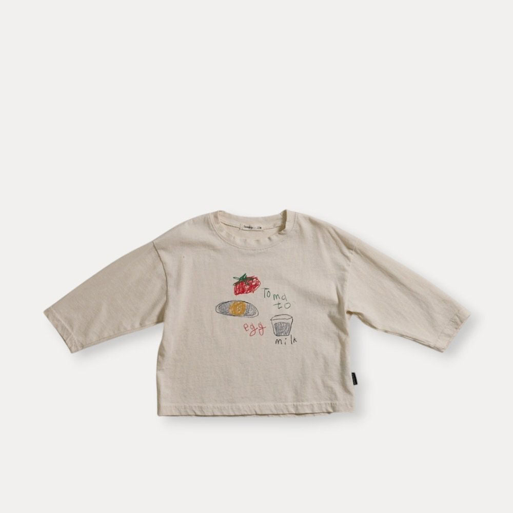 Toddler F26 Tomato Egg Milk Print Long Sleeve Top (6m-6y) - 2 Colors