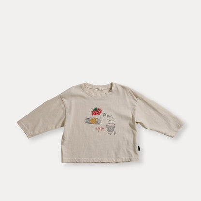 Toddler F26 Tomato Egg Milk Print Long Sleeve Top (6m-6y) - 2 Colors