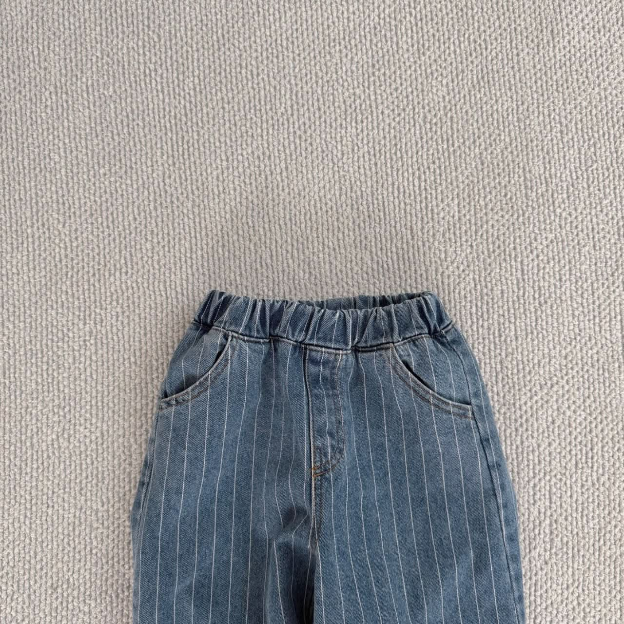 Baby Bella S25 Stripe Pull On Denim Pants (6m-3y) - Denim - AT NOON STORE