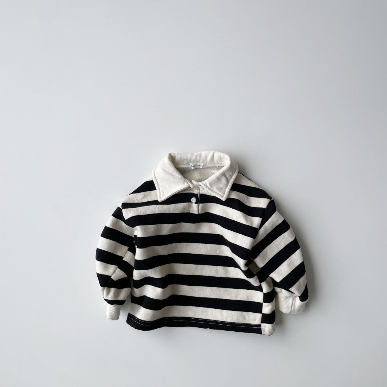 Toddler W24 Warm Brushed Fabric Stripe Long Sleeve Collar Tee (1-7y) - 2 Colors