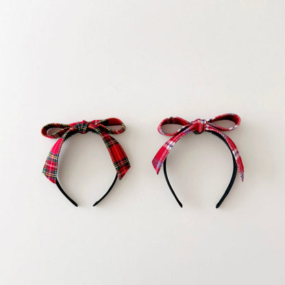 Kids W25 Holiday Plaid Bow Headband - 2 Colors