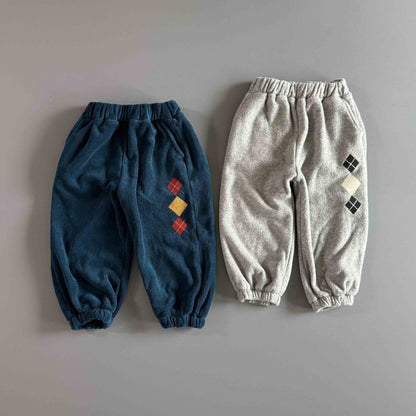 Toddler W25 Warm Terry Cloth Argyle Jogger Pants (3-7y) - 2 Colors