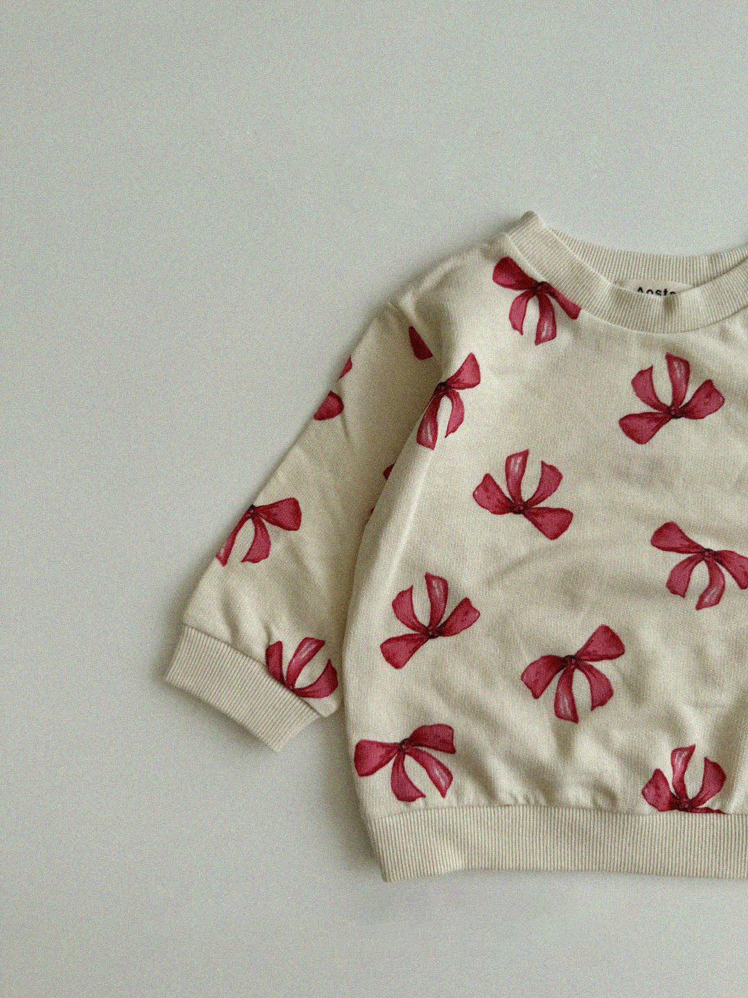 Baby Toddler Aosta F24 Pink Bow Print Sweatshirt (3m-5y) - Ivory