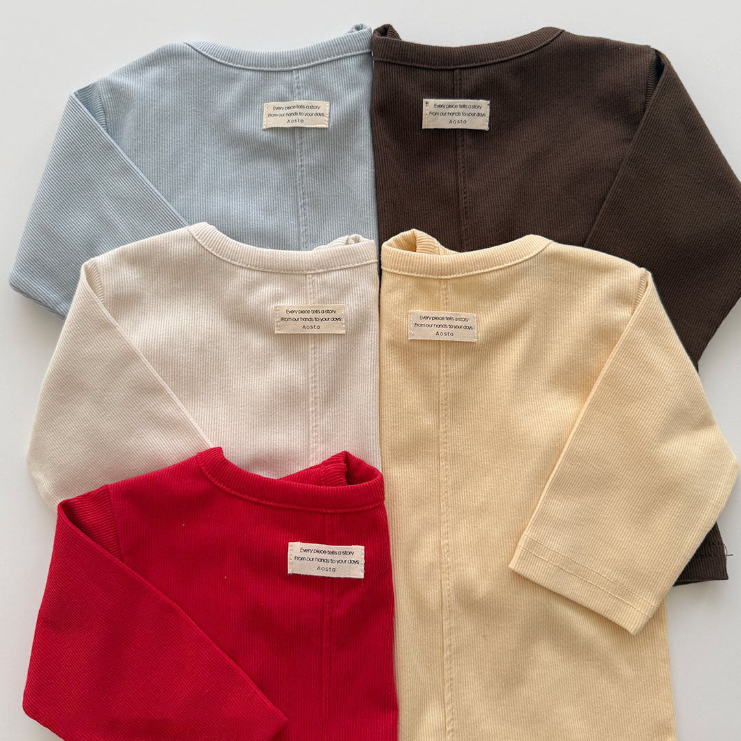 Baby/Toddler Aosta F25 Stitch Detail Ribbed Long Sleeve Top (3m-5y)- 5 Colors - AT NOON STORE