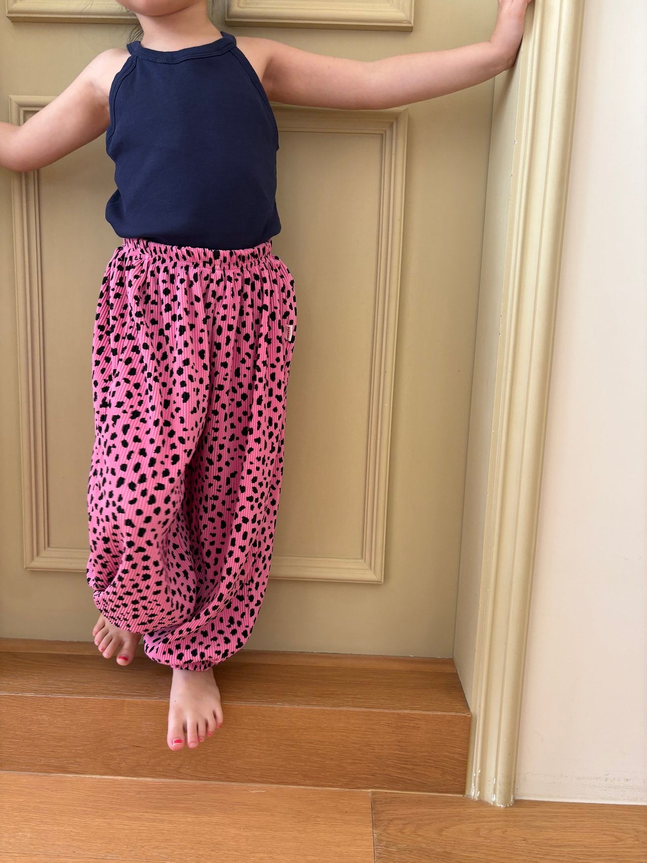 Toddler SS26 Cheetah Pleated Jogger Pants (1-7y) - Pink - AT NOON STORE