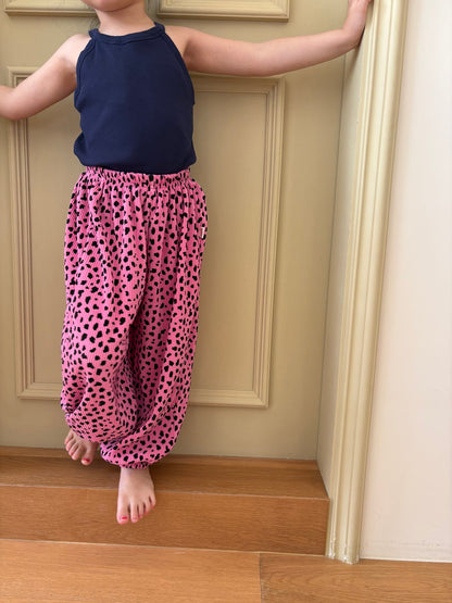 Toddler SS26 Cheetah Pleated Jogger Pants (1-7y) - Pink - AT NOON STORE