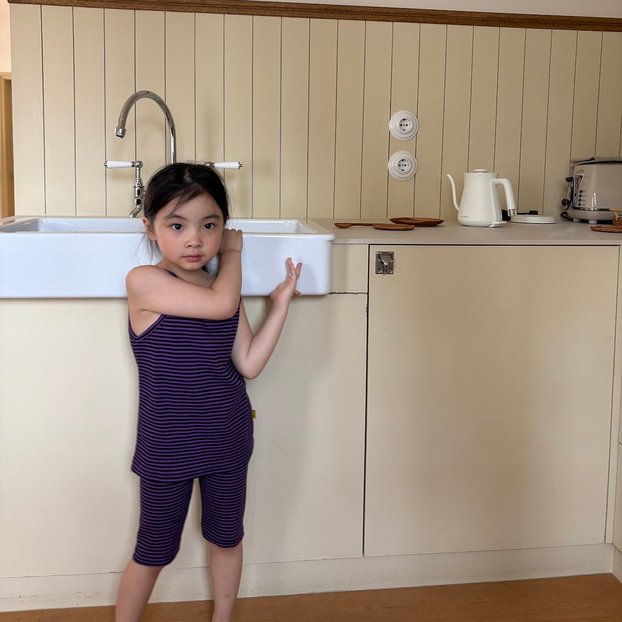 Toddler SS26 Ribbed Stripe Tank Top (1-7y) - Purple - AT NOON STORE