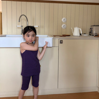 Toddler SS26 Ribbed Stripe Tank Top (1-7y) - Purple - AT NOON STORE