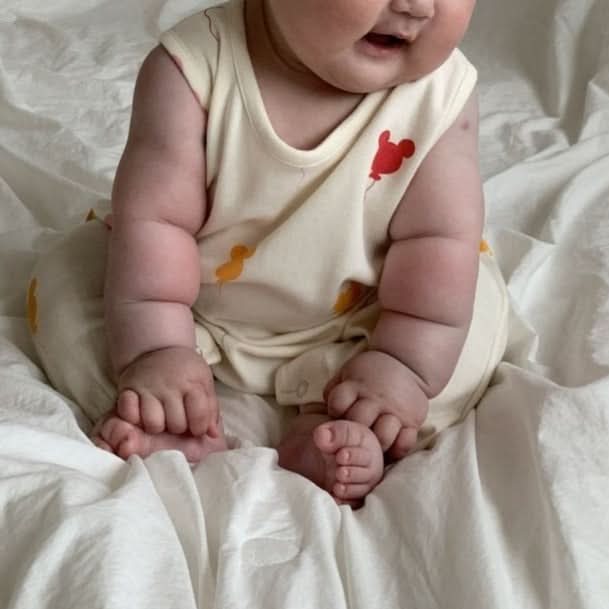 Baby Balloon Print Cotton Sleeveless Jumpsuit (3-24m) - 2colors - AT NOON STORE