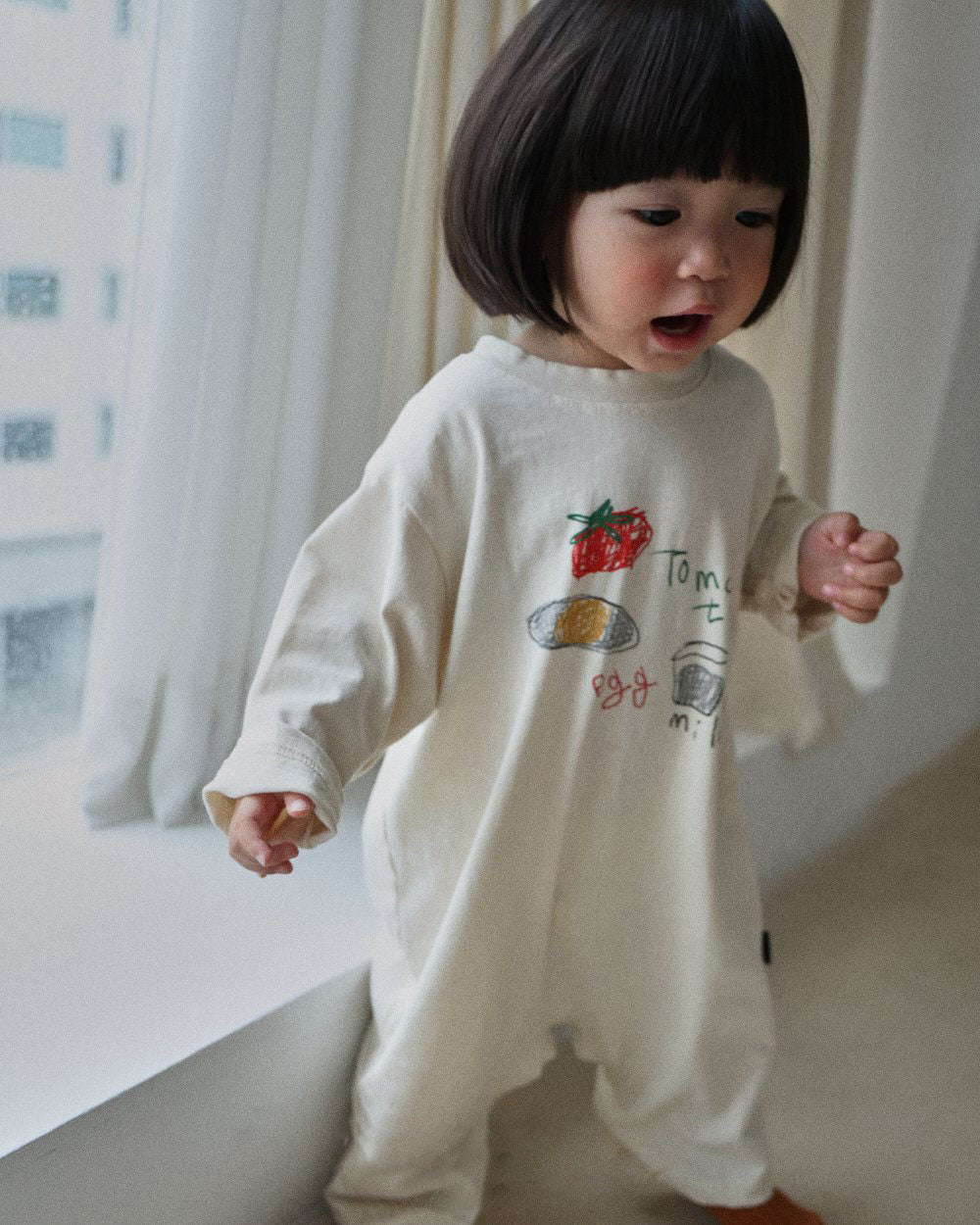 Baby F26 Tomato Egg Milk Print Long Sleeve Jumpsuit (3-18m) - 2 Colors