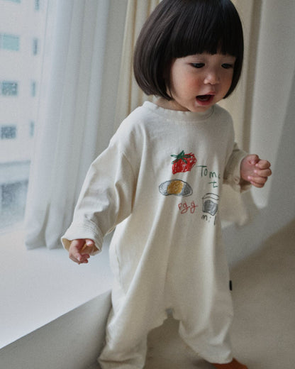 Baby F26 Tomato Egg Milk Print Long Sleeve Jumpsuit (3-18m) - 2 Colors