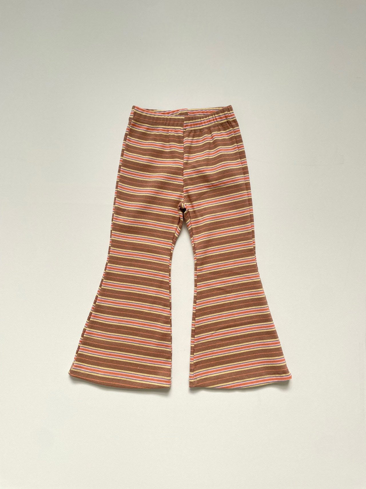 Toddler Multi Stripe Cami and Flare Pants Set (16m-6y) - Brown+Orange - AT NOON STORE