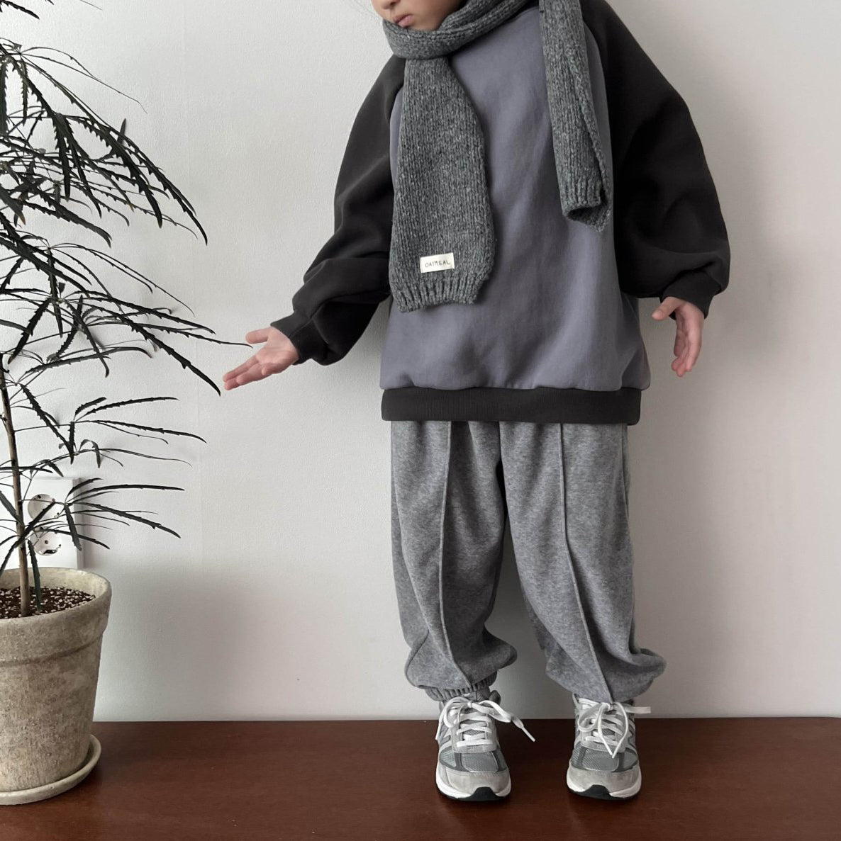 Kids W24 Comfy Soft Pin Tuck Jogger Pants (1-7y) - Gray