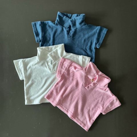 Toddler Terry Cotton Open Collar Top (1-6y) - 3 Colors