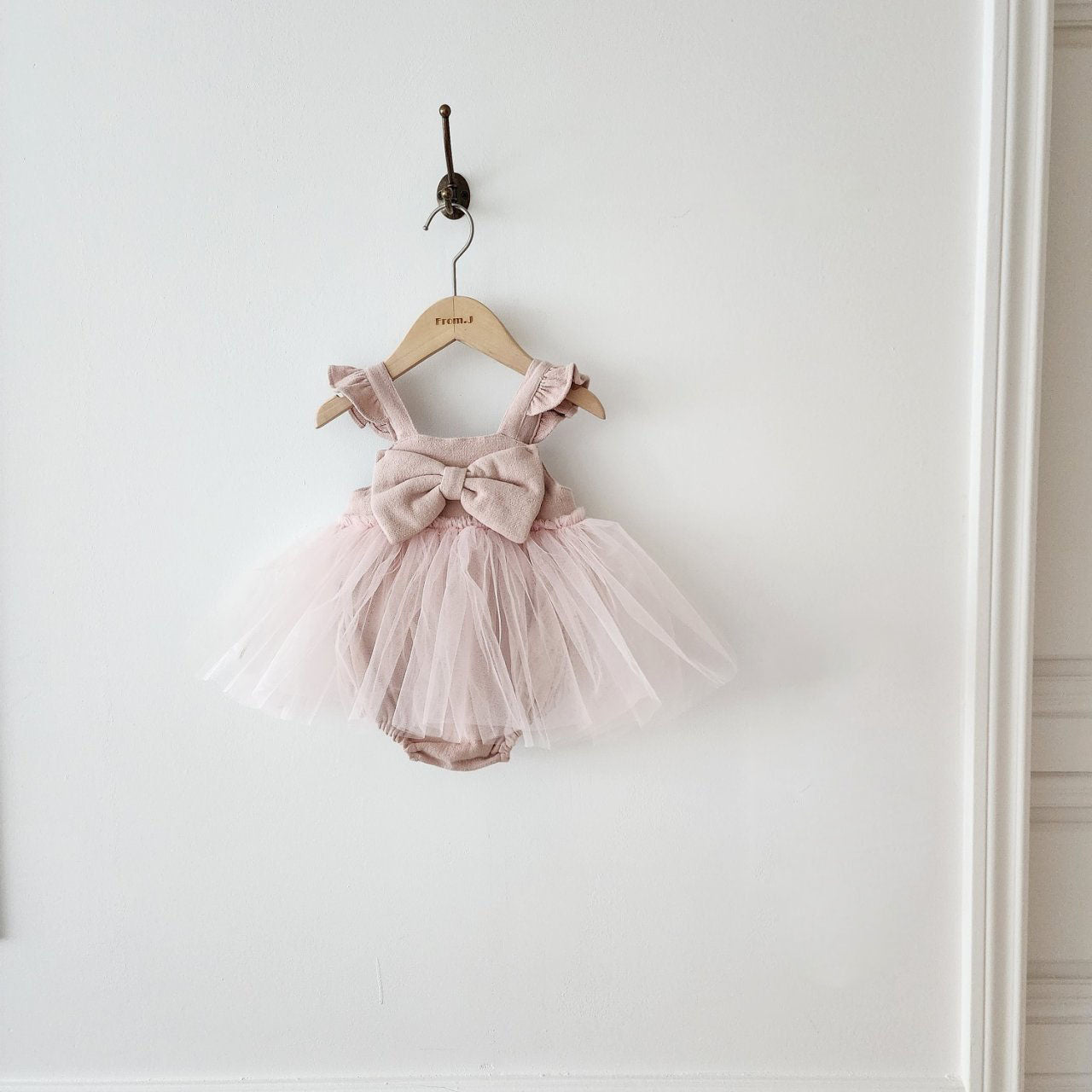 Baby Ruffle Shoulder Sleeveless Front Bow Tutu Dress Romper (3-18m) - 2 Colors - AT NOON STORE