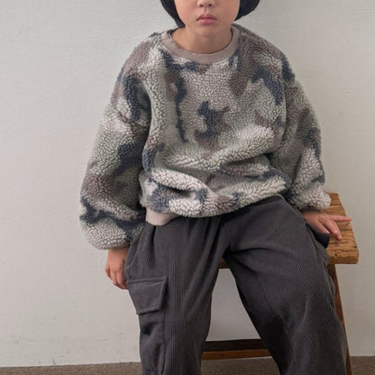 Toddler W25 Camo Sherpa Long Sleeve Sweatshirt (3-8y) - Olive Camo