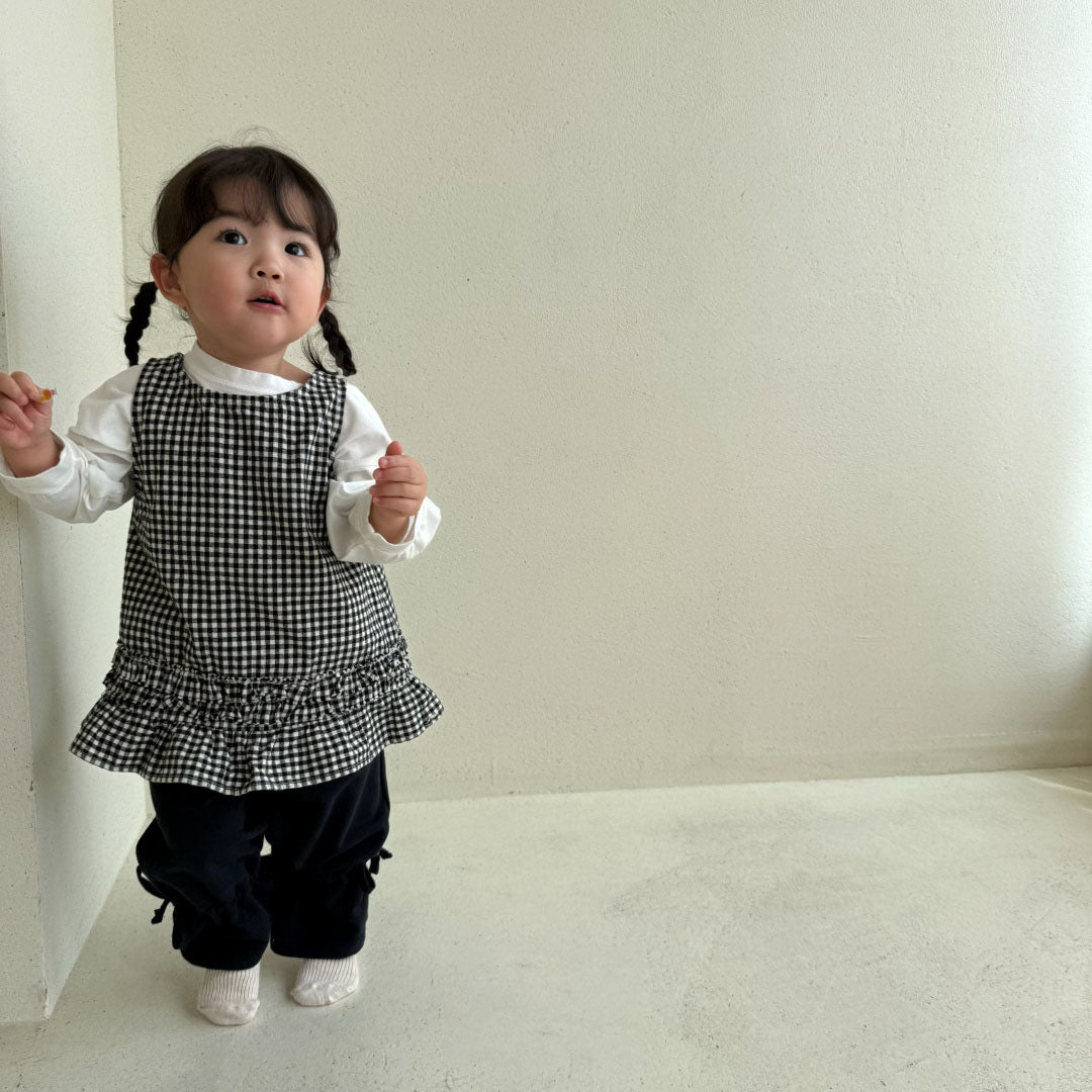 Baby/Toddler Bella F26 Gingham Tie Back Ruffle Dress (1-6y) - Black
