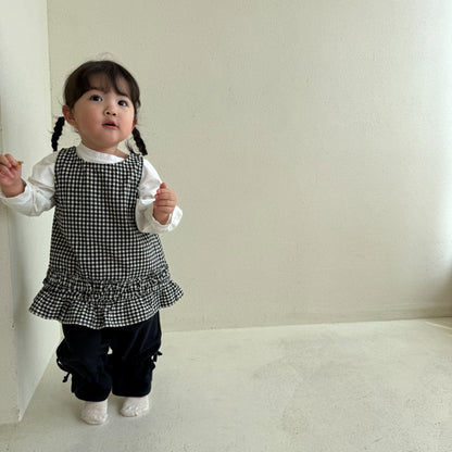 Baby/Toddler Bella F26 Gingham Tie Back Ruffle Dress (1-6y) - Black