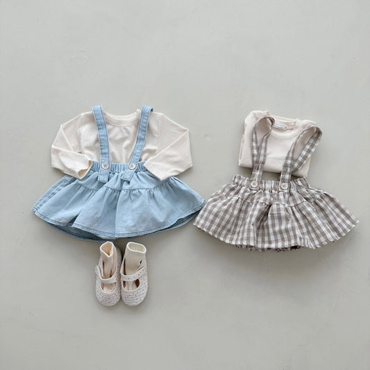 Baby Cotton Tee and Suspender Skirted Bloomer Set (3-18m) - 2 Colors - AT NOON STORE