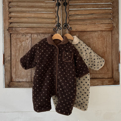 Baby W25 Sherpa Lined Reversible Padded Romper with Collar (3-18m) - 2 Colors