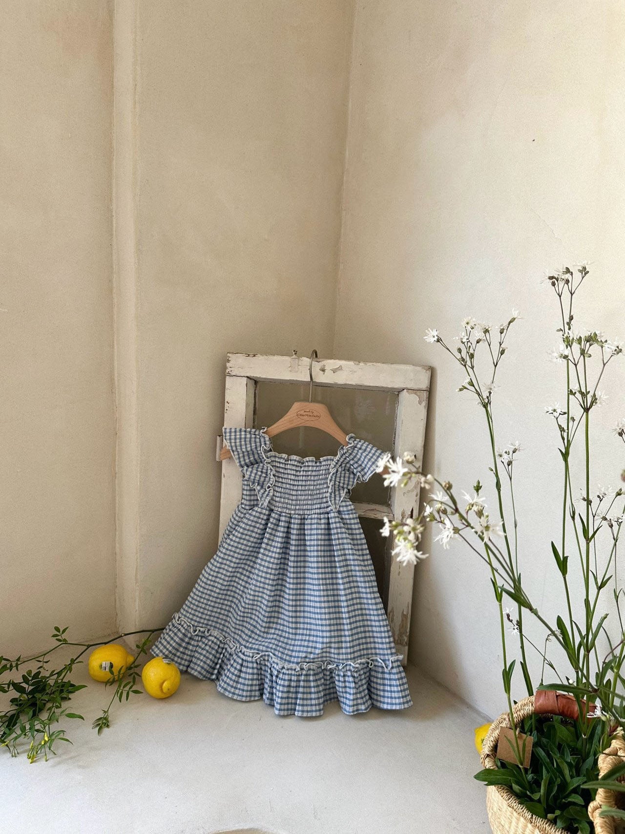 Toddler Monbebe Gingham Ruffle Short Sleeve Dress (1-6y) - 2 Colors