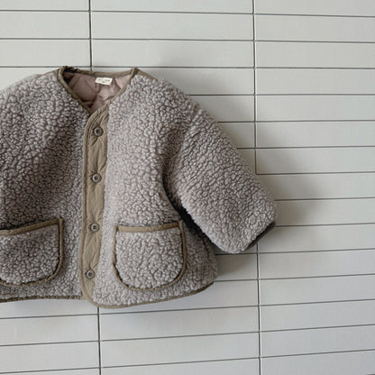 Toddler Bella W25 Sherpa Button Up Jacket (1-6y) -Grayish Beige