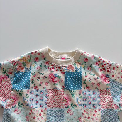 Toddler SP26 Quilted Print Short Sleeve Loose Fit Top  (1-6y) - Blue - AT NOON STORE