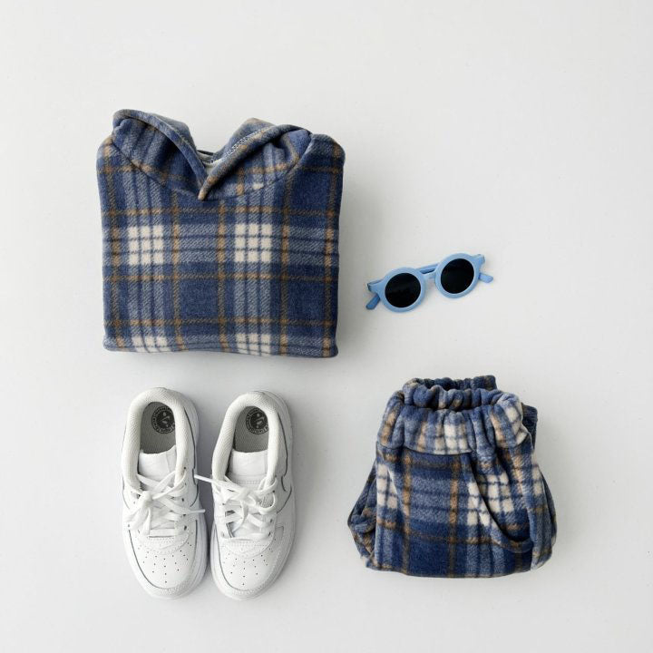 Kids Plaid Fleece Hoodie and Pants Set (2-6yr) - 2 Colors - AT NOON STORE