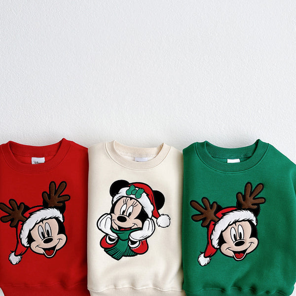 [READY TO SHIP]Toddler Disney Minnie Embroidery Holiday Sweatshirt (1-6y) - Ivory