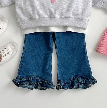 Toddler S25 Ruffle Hem Denim Flare Pants (1-10y) - Denim - AT NOON STORE