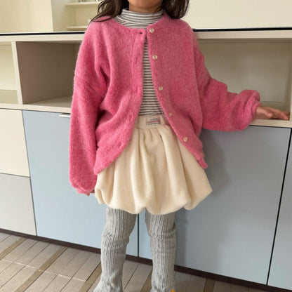 Kids W25 Fuzzy Long Sleeve Cardigan (2-7y) - Pink