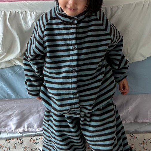 Toddler FW26 Fleece Stripe Long Sleeve Cardigan (1-7y) - Mint