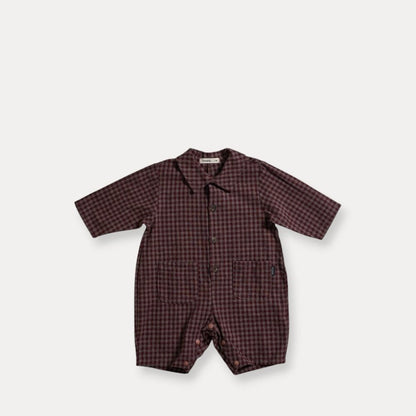 Baby F26 Plaid Collared Long Sleeve Jumpsuit (3-18m) - 2 Colors