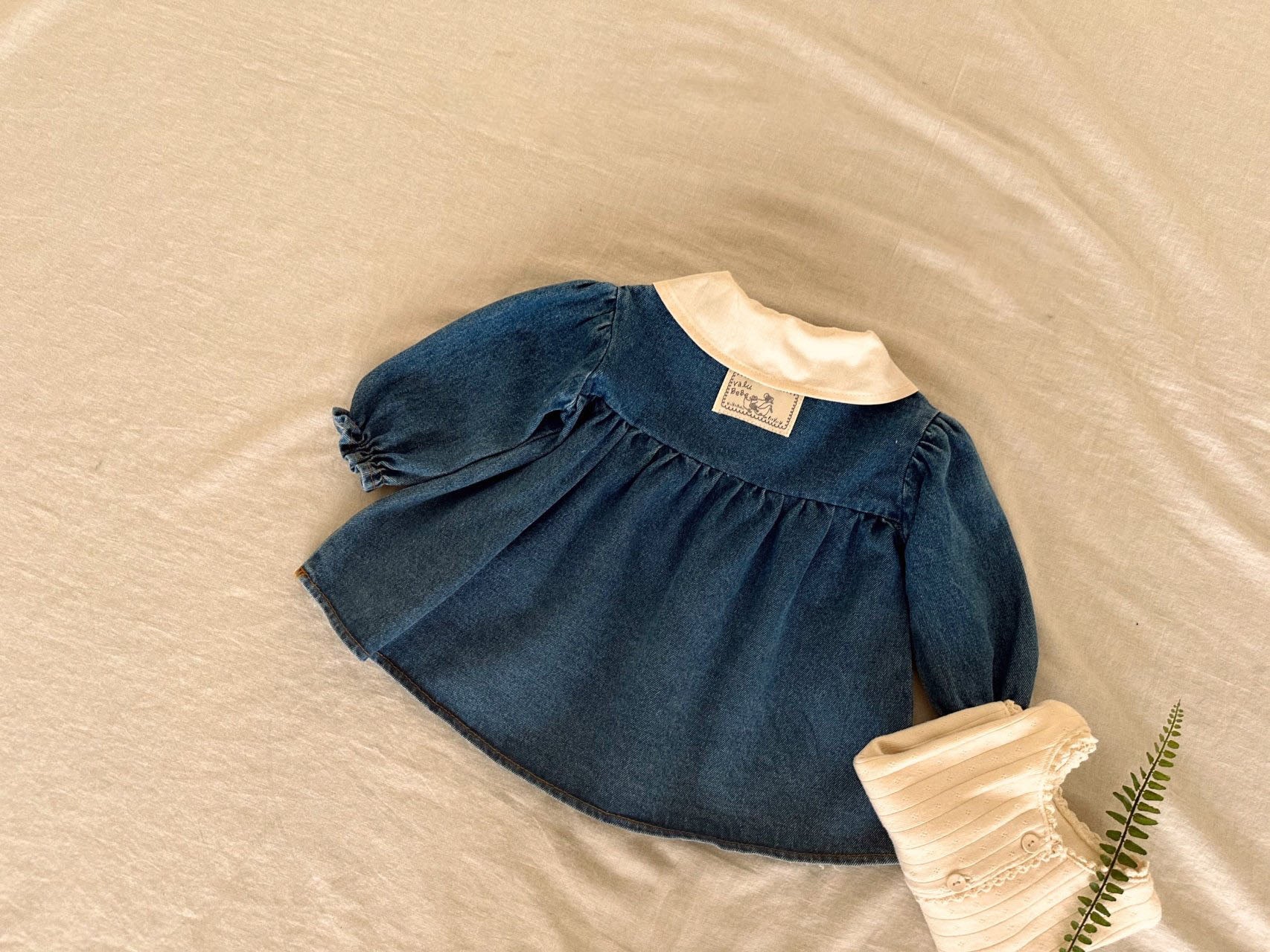 Baby Peter Pan Collar Denim Dress(3-18m) -Denim - AT NOON STORE