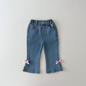 Toddler Bow Trim Flare Denim Pull-On Pants (1-8y)