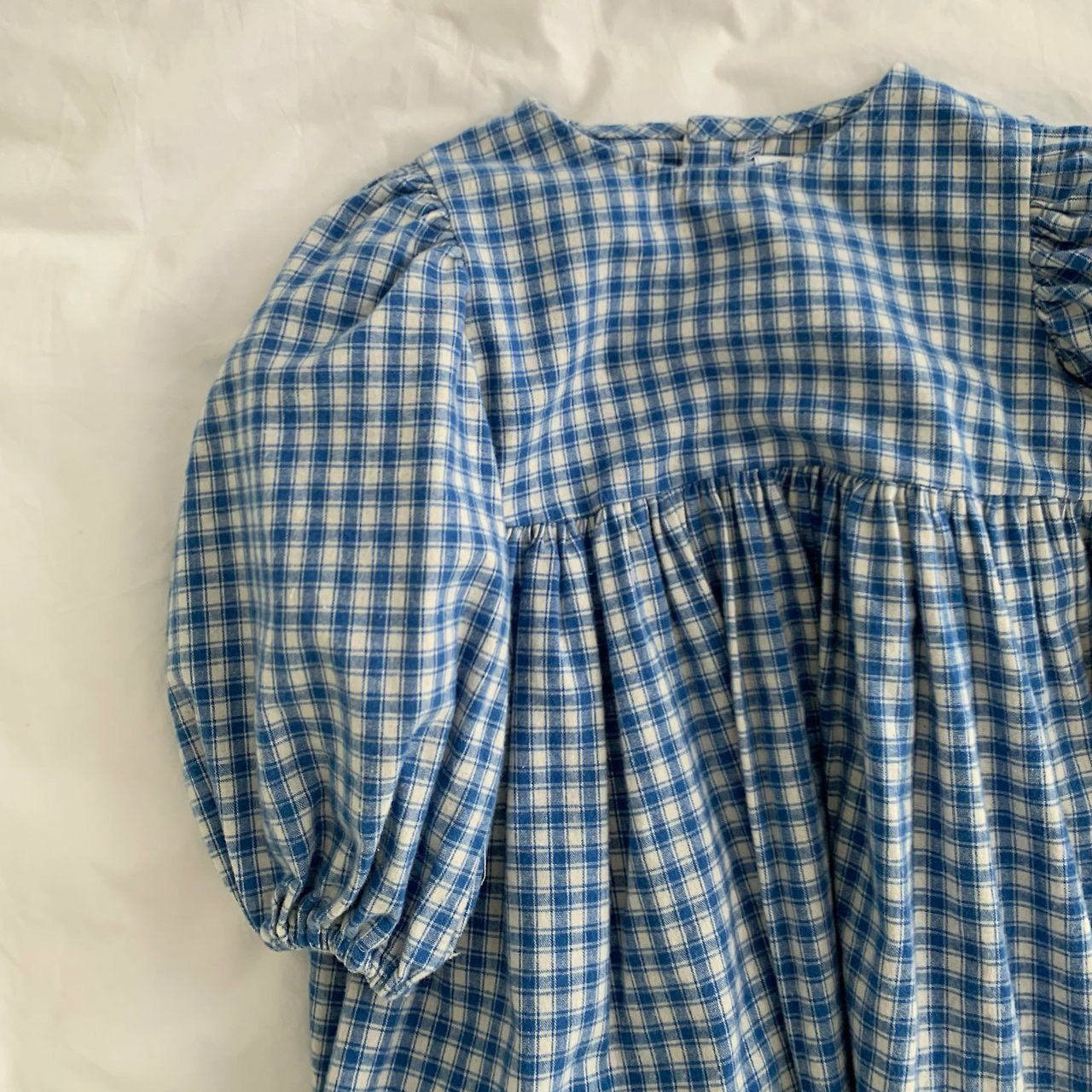 Kids F26 Plaid Bubble Sleeve Dress (1-7y) - Blue
